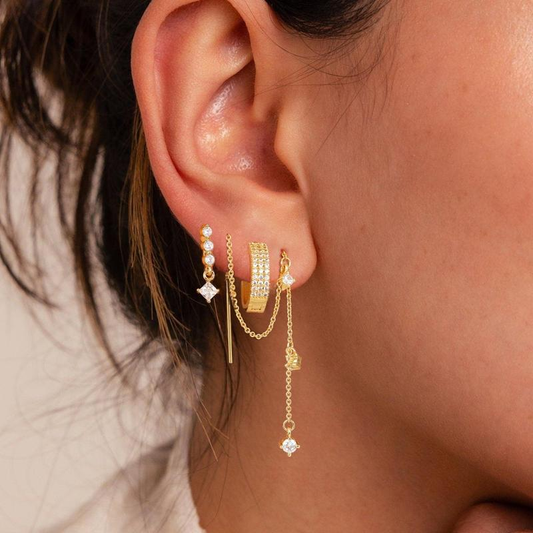 LURELI-3 Layered Chain Earrings For Women Hypoallergenic Aretes Dangle Earrings Stud Waterproof Jewelry Gift For Blackfriday Christmas