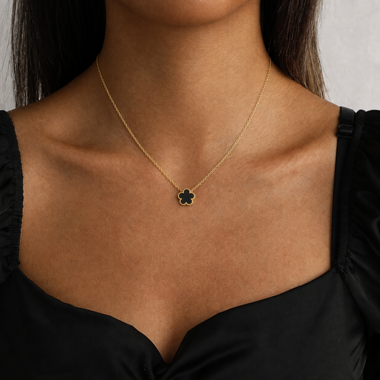 LURELI-Women's 14K Gold-Plated 5-Leaf Clover Necklace - Lucky Charm Pendant, Hypoallergenic, Fashionable, Stackable Costume Jewelry,Costume Jewelry for Daily Wear & Gifting
