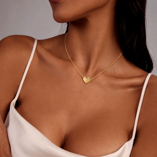LURELI-14K Gold Plated Dainty Heart Necklace for Women, Small Heart Pendant with 15-Inch Chain and 2-Inch Extender, Hypoallergenic Nickel-Free and Lead-Free Everyday Jewelry, Christmas Gifts for Women, Holiday Gift for Her, Stocking Stuffer