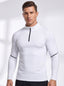 Men's 1/4 Zip Compression Long Sleeve Shirt | Quick Dry Moisture Wicking Athletic Top for Running, Gym, Cycling & Training