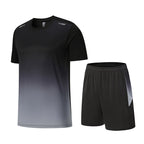 Men's Performance Activewear Set - Quick Dry Gradient Tee & Shorts for Running, Gym & Outdoor