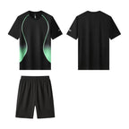 Men's Performance Running Outfit - Quick Dry Tee & Shorts Set for Gym & Outdoor Sports
