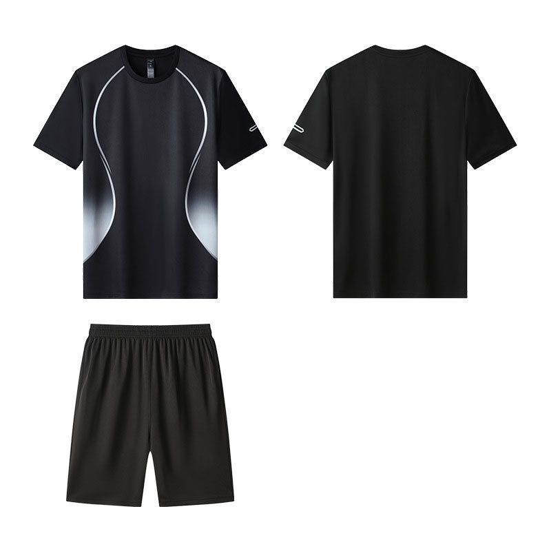 Men's Performance Running Outfit - Quick Dry Tee & Shorts Set for Gym & Outdoor Sports