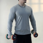 Men's Crew Neck Quick Dry Long Sleeve Workout T-Shirt | Reflective Moisture Wicking Athletic Top for Gym, Running & Fitness