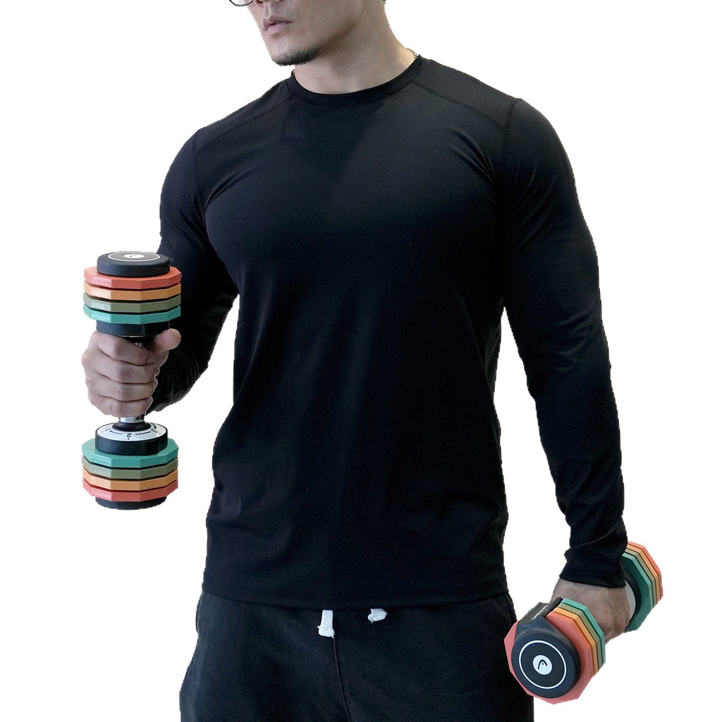 Men's Crew Neck Quick Dry Long Sleeve Workout T-Shirt | Reflective Moisture Wicking Athletic Top for Gym, Running & Fitness