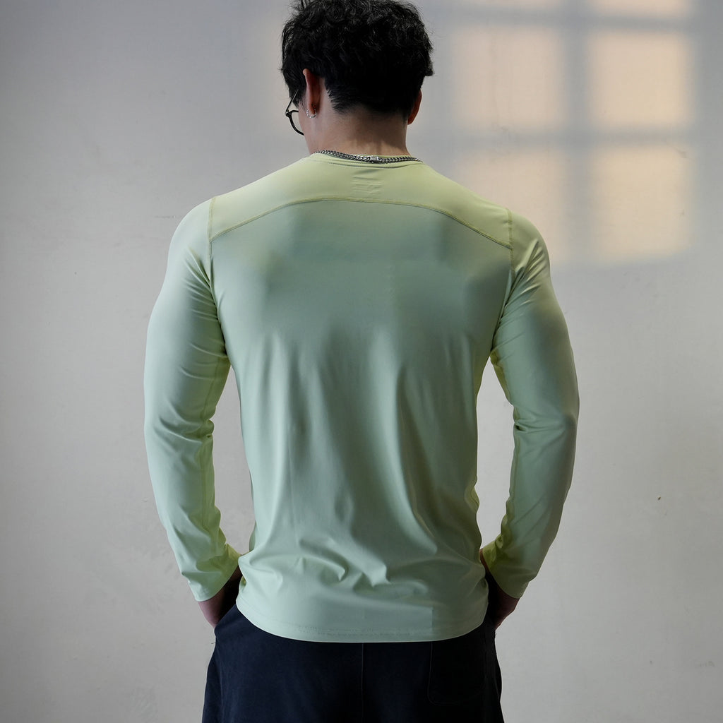 Men's Crew Neck Quick Dry Long Sleeve Workout T-Shirt | Reflective Moisture Wicking Athletic Top for Gym, Running & Fitness