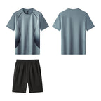 Men's Performance Running Outfit - Quick Dry Tee & Shorts Set for Gym & Outdoor Sports