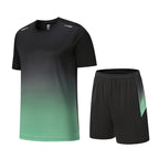 Men's Performance Activewear Set - Quick Dry Gradient Tee & Shorts for Running, Gym & Outdoor