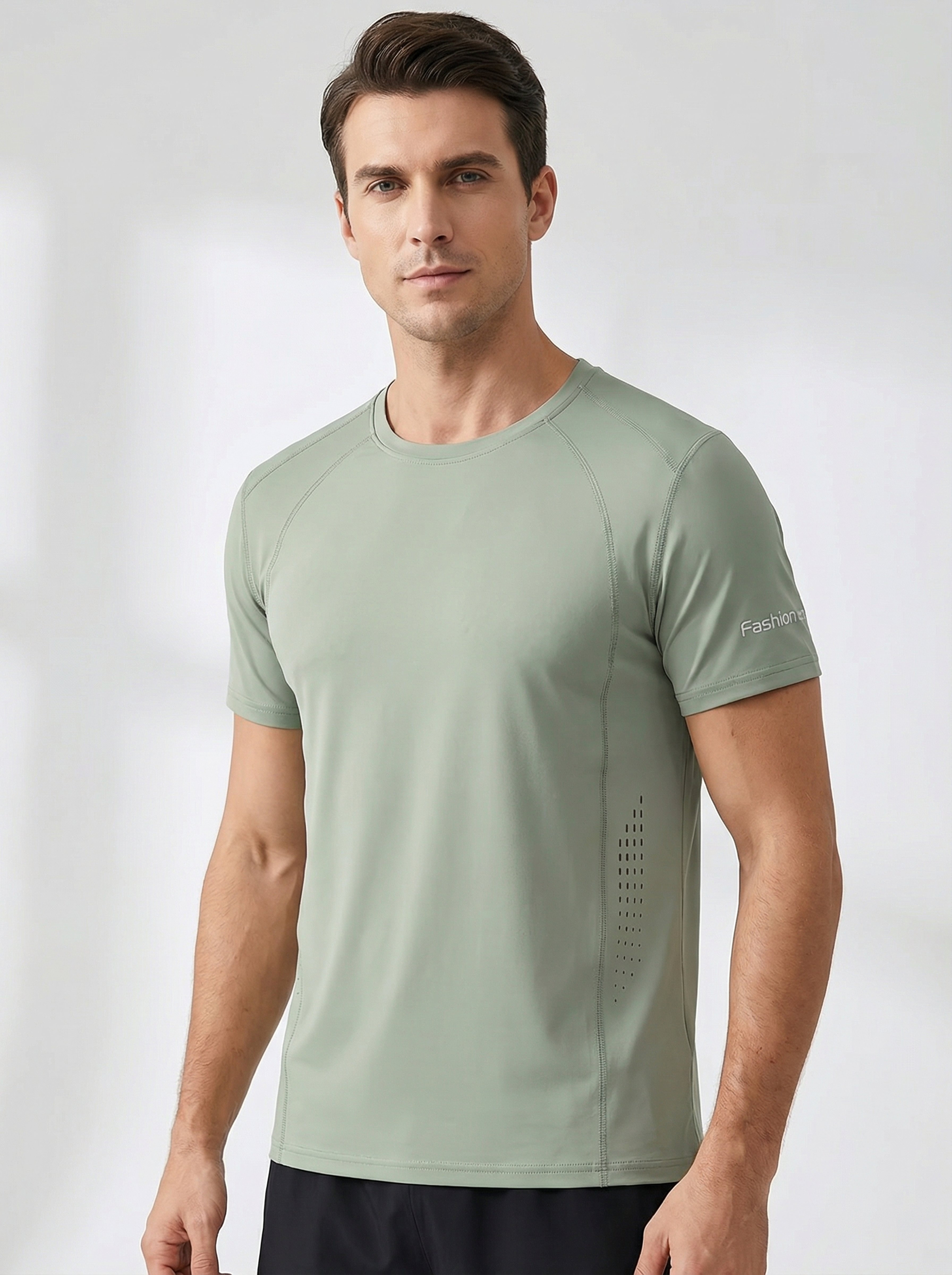 Men's Ice-Skin Quick Dry Raglan Sleeve T-Shirt | Breathable Perforated Moisture Wicking Athletic Top for Gym, Running & Casual Wear Secondary image
