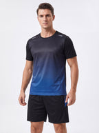 Men's Performance Activewear Set - Quick Dry Gradient Tee & Shorts for Running, Gym & Outdoor