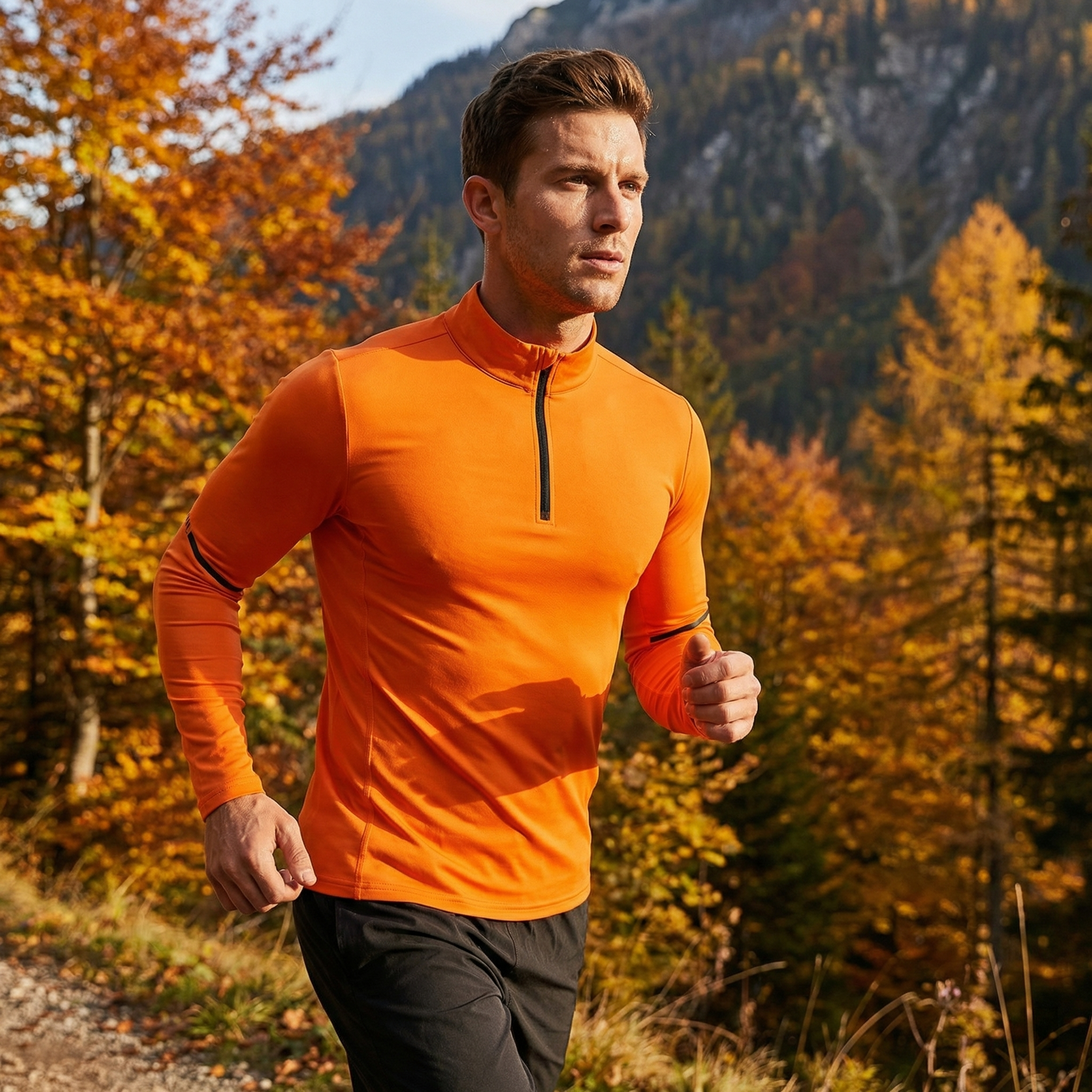 Men's 1/4 Zip Compression Long Sleeve Shirt | Quick Dry Moisture Wicking Athletic Top for Running, Gym, Cycling & Training Secondary image