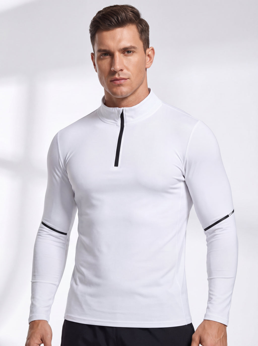 Men's 1/4 Zip Compression Long Sleeve Shirt | Quick Dry Moisture Wicking Athletic Top for Running, Gym, Cycling & Training