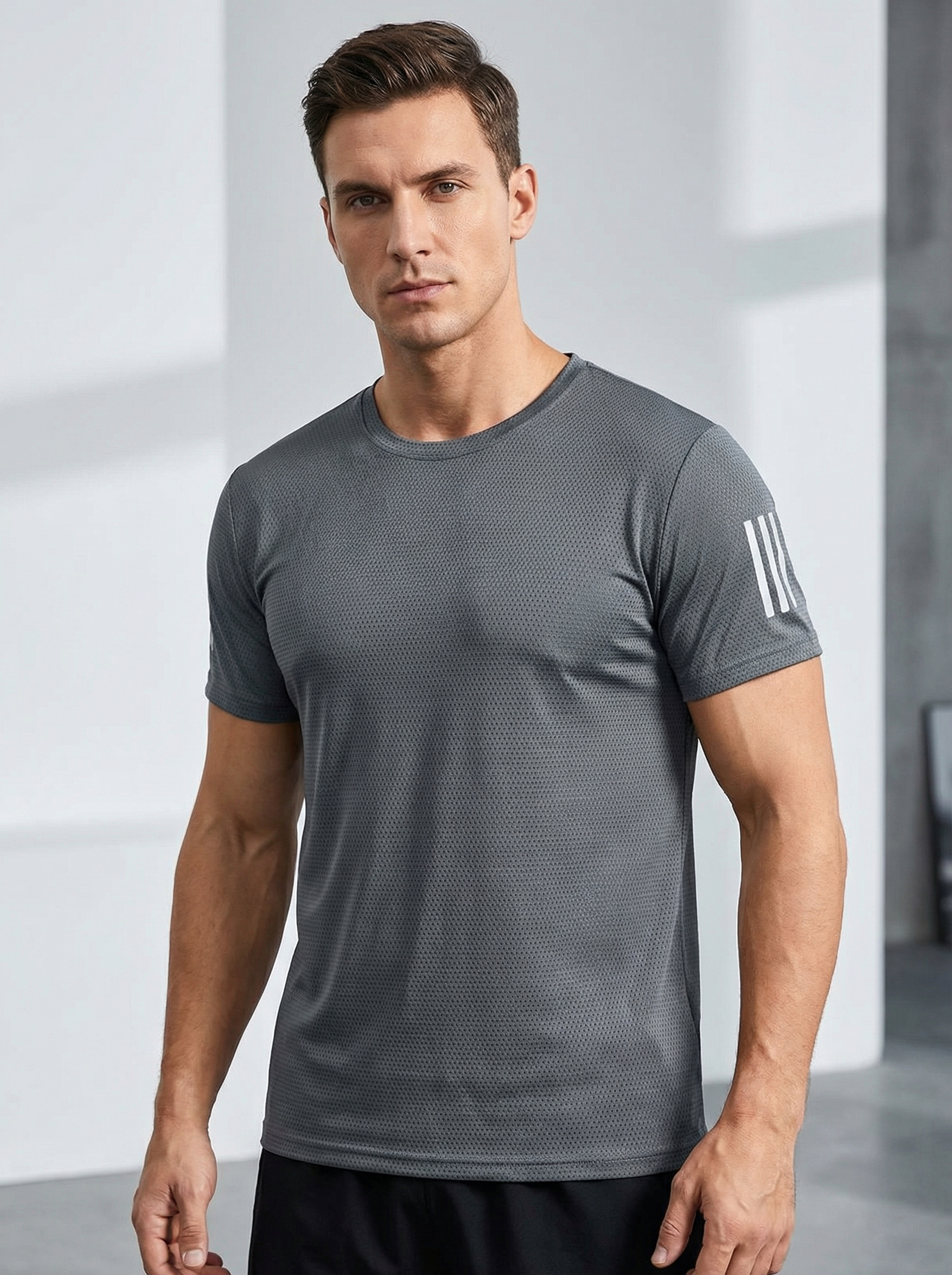 Men's Ultra-Breathable Mesh Reflective Crew Neck T-Shirt | Quick Dry Performance Tee for Running, Gym & Daily Wear Main image