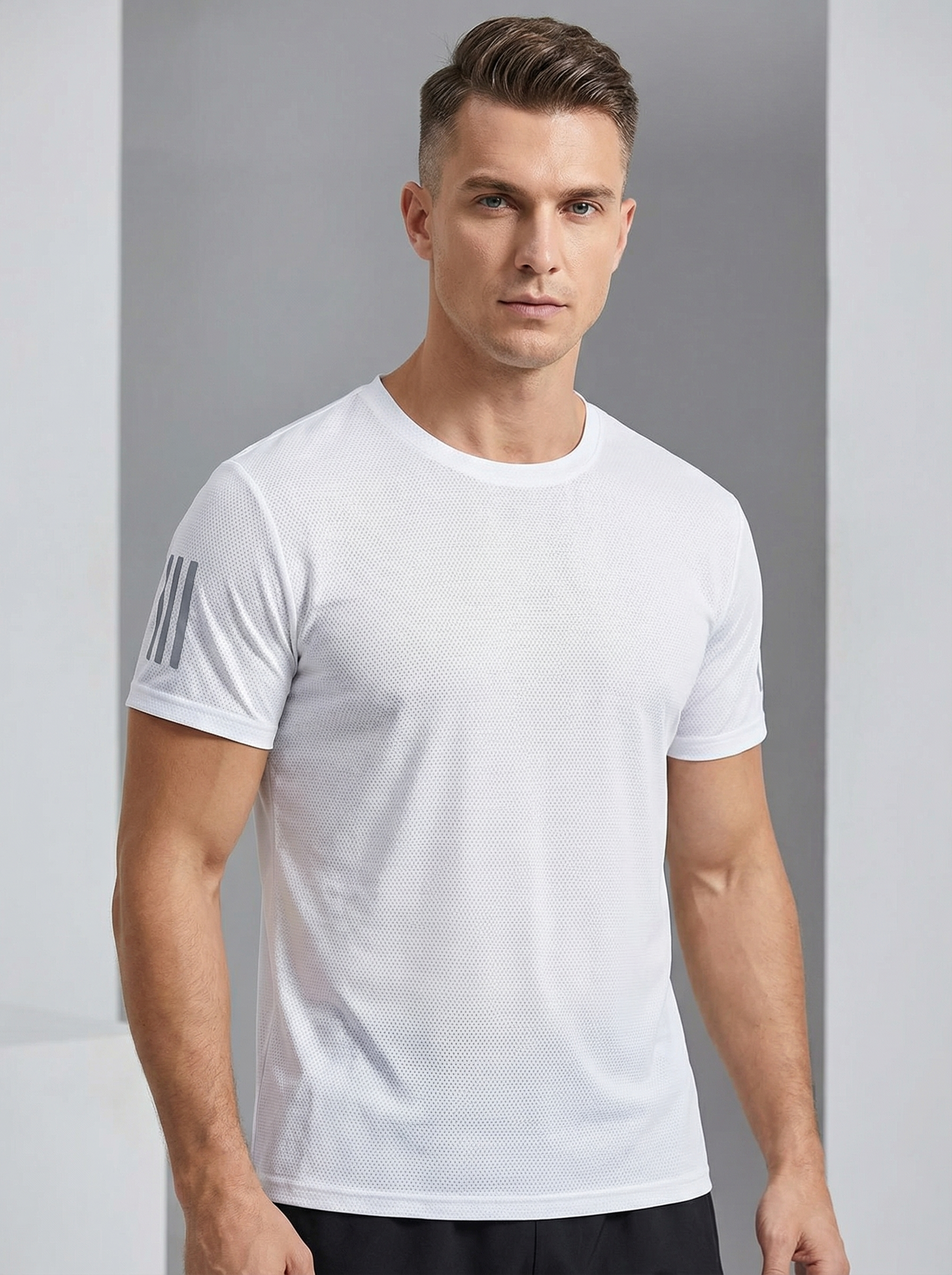 Men's Ultra-Breathable Mesh Reflective Crew Neck T-Shirt | Quick Dry Performance Tee for Running, Gym & Daily Wear Secondary image